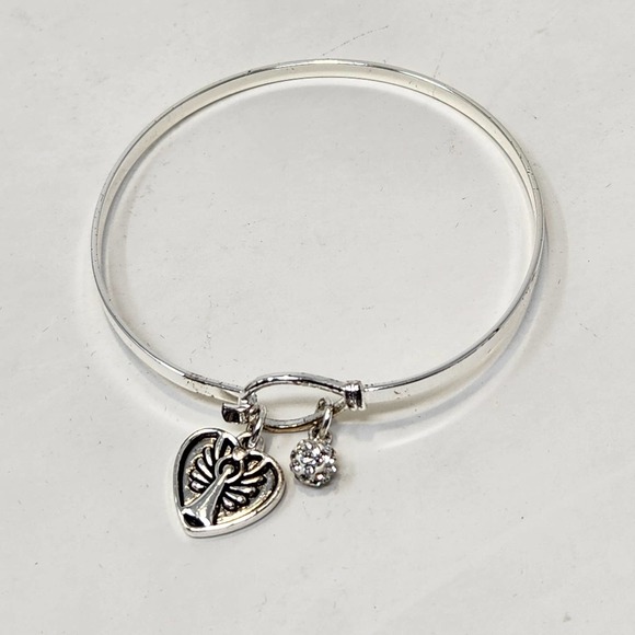 LArocks Silver Expressions Guardian Angel Heart Charm Bangle Bracelet Gift - Picture 3 of 7